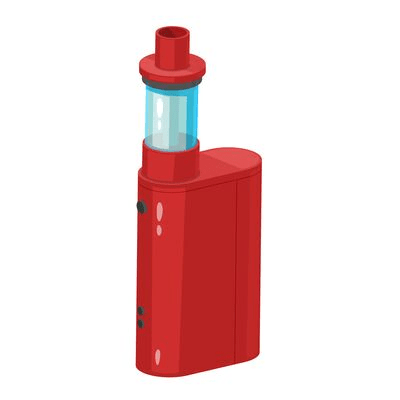 A red e-cigarette with a tank and a mod